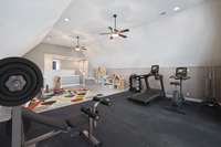 Virtually staged - has professional grade workout flooring and carpet for bonus room activites - THIS IS A HUGE HUGE BONUS AREA