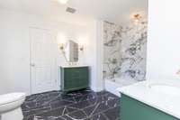 Upstairs full bath with 2 vanities