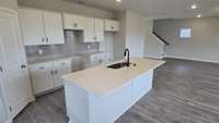 Quartz countertops, sink upgraded to single bowl sink