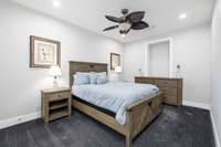 This comfortably sized 11ft x 16ft downstairs bedroom is located just off the central downstairs area and includes convenient access to the next door bathroom.