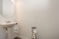 This is the half bath which is like a blank slate for whatever colors you want to add to it.