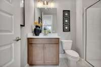 Stock Model Photo. Guest Bathroom.