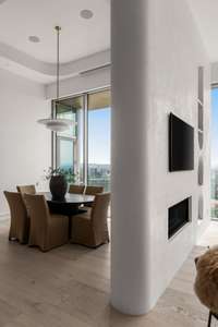 Designated dining area on alternative side of fire place