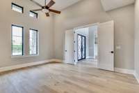 Work from Home in Style in the Main Level Study, Featuring Double Doors for Privacy and Focus. All Photos of Similar Homes and NOT EXACT HOME. All Finishes, Materials, Colors, & Design Will Vary Based on Buyer Customizations & Selections.