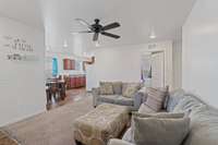 Livingroom with view of dining and kitchen