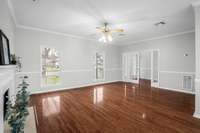 View from Dining Room to Living Room and Front Foyer