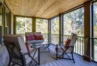 Enjoy the peace and tranquility of nature at its best on the private screened-in porch just outside the Great Lodge.