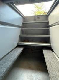 Tornado shelter in garage floor.