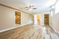 Basement area with a half bath