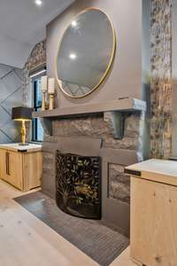 beautiful fireplace in Dining Room