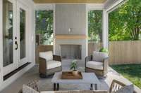 Outdoor gas fireplace