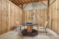 One of the horse stalls used as a cozy office area