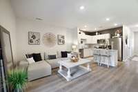 Open floor plan from Family room to Kitchen