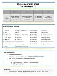 Home Information Sheet