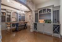 The stone work is an impressive architectural feature that sets this room apart