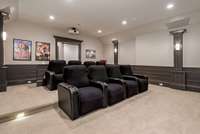 Fully equipped with screen, projector, all system components and 8 reclining theater chairs