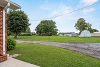 The large backyard is level for entertaining family and friends.