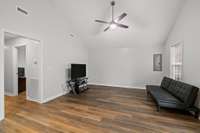 Living room is open to the kitchen so nobody misses out on connecting with guests, neighbors or family!