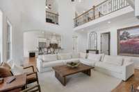 Great Room with nice access to Kitchen. 2nd level open balconies shown here.