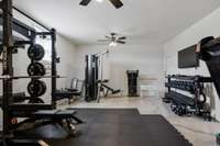Lower level Exercise Room. Exterior door access. Lower level storage garage access.