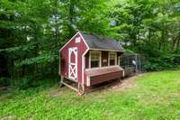 Custom built chicken house and chickens stay!