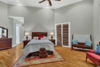 Master Bedroom with ceiling fan!  Door to access back patio!