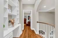 Upstairs landing overlooks the living room.  Perfect for taking photos!