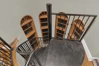 Spiral staircase from Bonus/Flex room to the garage!