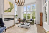 Formal living with gas fireplace
