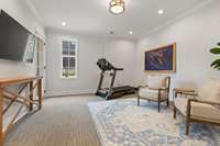Guest/In-law suite downstairs with private entrance and garage access.