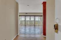Entryway with view of porch.