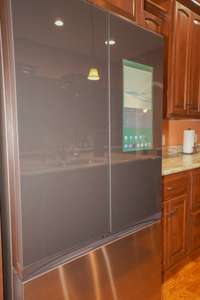Samsung smart appliances that talk to each other!  This fridge will keep your calendar, show you what is inside, keep your grocery list among other things!