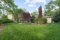 The entire yard is served by an irrigation system