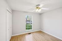 3rd bedroom includes a large closet and ceiling fan as well.