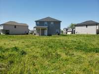 Back of the house from the furthest corner of the yard. It's a big yard, especially by subdivision standards.