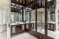 Primary Bath w/ Custom Closet Design, Alabaster Flooring, & Italian Copper Tub