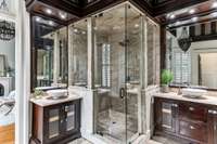 Primary Bath w/ Custom Closet Design, Alabaster Flooring, & Italian Copper Tub
