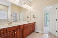 Double vanities, updated faucets, large walk-in closet