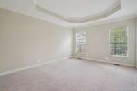 Master bedroom with trey ceiling