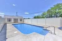 Plenty of privacy and Amish built pool house/shed can store all of your toys