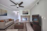 Living room, virtually staged