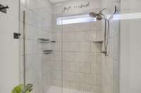 Relaxing vibe in this oversized walk in shower.
