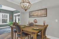 The dining area can be small and elegant or add a larger table for those special occasions.