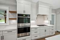 Double Ovens, gas cooktop and vented hood