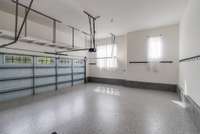 2 car garage bay, newly epoxy  floor
