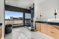 Oversized shower with rain head soaker, mirror to be selected