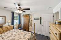 Barn door w/direct access into primary bathroom