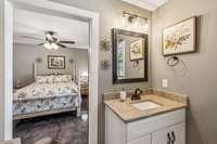 Granite counter tops and upgraded light fixture