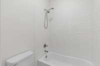 Subway tile wrapped tub/ shower combo