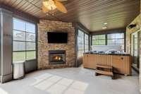 Enclosed EXTRA LARGE Porch! Gas Fireplace, TV & Hot Tub Remain!